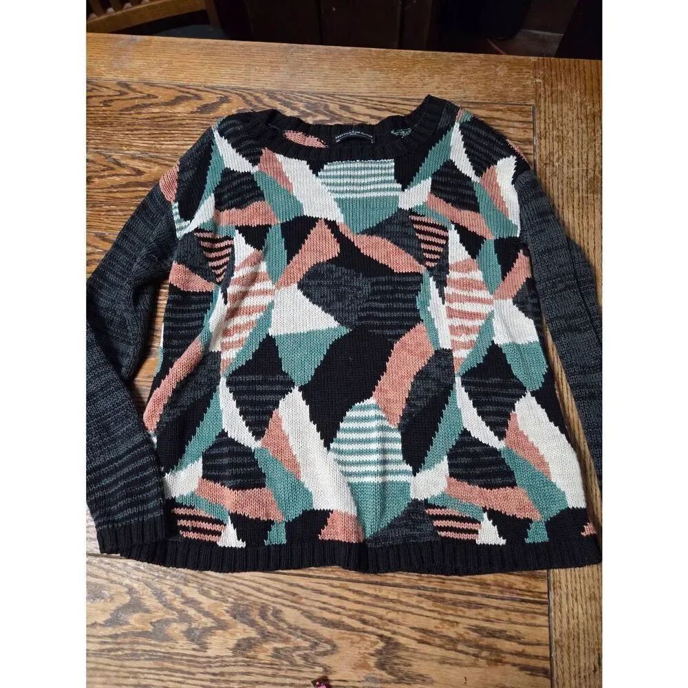 Peruvian Connection Abstract Design Pullover Sweater 100 % Pima Cotton Size S
